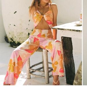 Sabo Skirt Vibrant Floral Jumpsuit in Pink and Yellow
